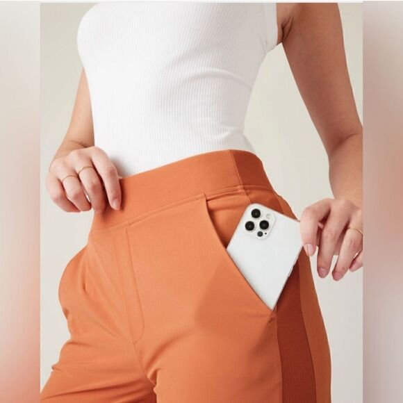 ATHLETA Brooklyn Ankle Pants Sun Baked Clay Orange Color Pockets Size 2 - Picture 3 of 14